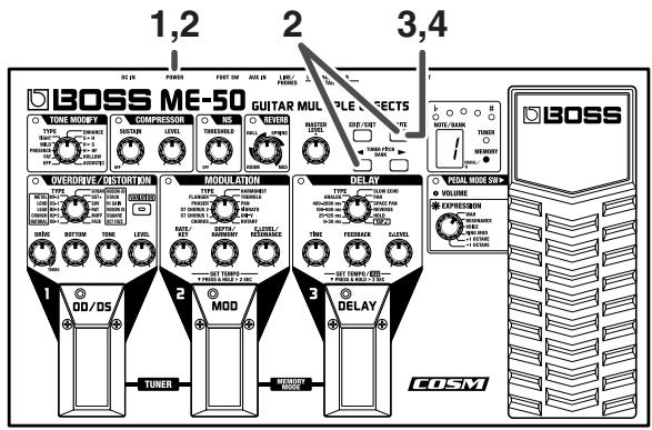 BOSS ME-50 - Returning the ME-50 to Its Factory Settings (Factory Reset) - 1