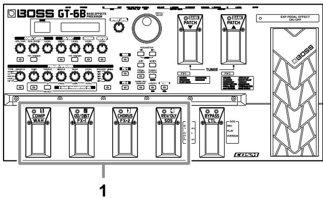 BOSS GT-6B - Switching Effects with the Pedals - 1