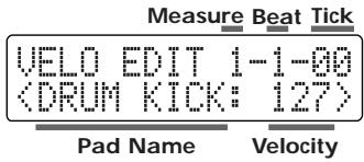 BOSS DR-3 - Velocity Edit screen - 1