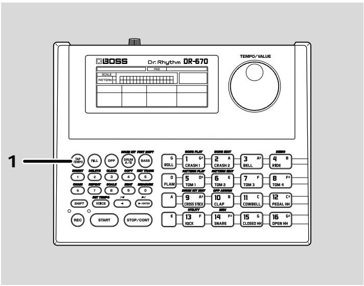 BOSS DR-670 - Changing the tempo using the Tap Tempo function - 1