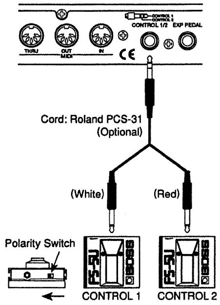 BOSS GX-700 - Connecting two foot switches (optional) and a PCS-31 connecting cable (optional) - 1
