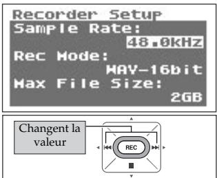 BOSS R-09 - Sélectionnez la fréquence d'échantillonnage (sample rate). - 1