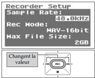 BOSS R-09 - Sélectionnez la fréquence d'échantillonnage (sample rate). - 1