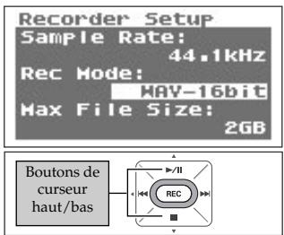 BOSS R-09 - Sélectionnez "rec mode". - 1