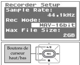 BOSS R-09 - Sélectionnez "rec mode". - 1