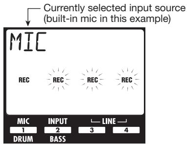 ZOOM PS04 - Use the cursor left/right keys to bring up the indication "INPUT SEL" on the display. - 1