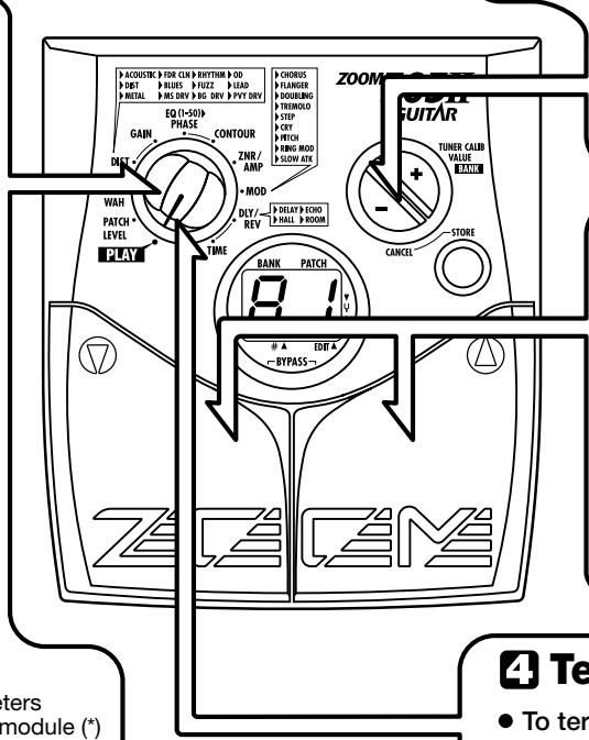 ZOOM 505II - Modules and parameters that can be selected with the [PLAY/EDIT] selector - 2