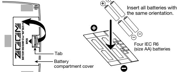ZOOM 506II - Using the unit on batteries - 1