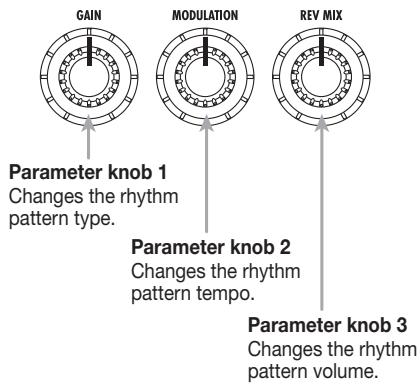 ZOOM 707II - Use parameter knobs 1 - 3 to control rhythm pattern play. - 1