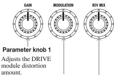 ZOOM 707II - To change the sound of a patch in play mode, operate parameter knobs 1-3. - 1