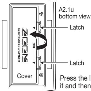 ZOOM A2.1U - Operating the A2.1u on batteries - 1