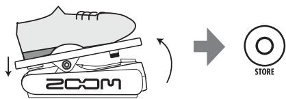 ZOOM A2.1U - With the expression pedal fully raised, press the [STORE] key. - 1