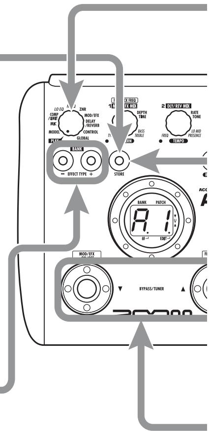 ZOOM A2.1U - Select the store/copy target bank - 2