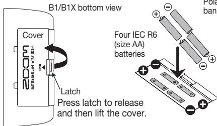 ZOOM B1 - Operating the B1/B1X on batteries - 1