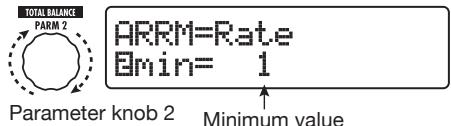 ZOOM B91UT - To set the adjustment range for the parameter to be controlled, use parameter knob 2 (minimum value) and parameter knob 3 (maximum value). - 1