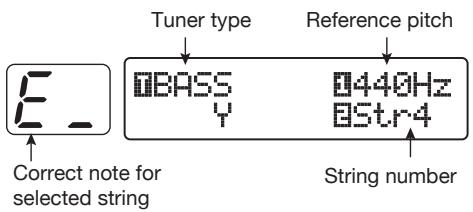 ZOOM B91UT - Turn the [TYPE] knob to select "BASS" as tuner type. - 1