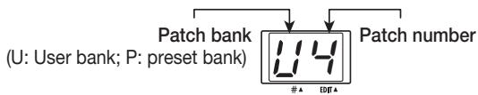 ZOOM FIRE-15 - Use the [] / [] keys to select the bank and number of the desired patch. - 1