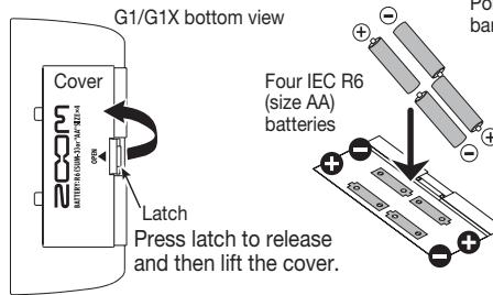 ZOOM G1X - Operating the G1/G1X on batteries - 1