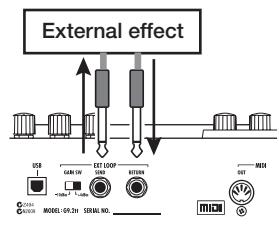 ZOOM G9.2TT - Connect the external effect to the EXT LOOP SEND/RETURN jacks. - 1