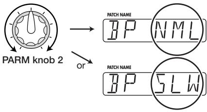 ZOOM GFX-707 - Turn parameter knob 2 to select "NML" (normal playback speed) or "SLW" (slow playback speed at half tempo without changing pitch). - 1