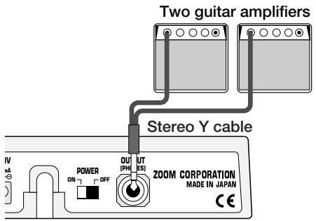 ZOOM GFX-707 - Use a monaural cable to connect the OUTPUT jack of the GFX-707 to the input of the amplifier. - 2