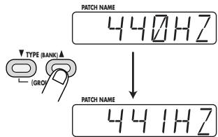 ZOOM GFX-707 - While the reference pitch is shown, you can change the pitch by pressing the TYPE (BANK) / keys. - 1
