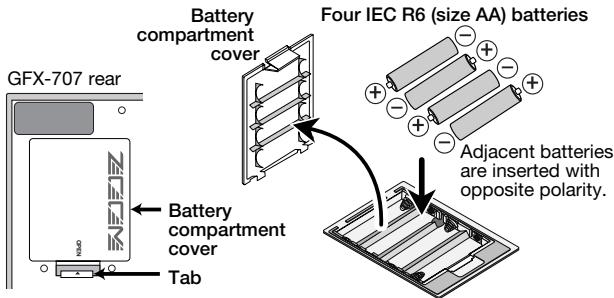 ZOOM GFX-707 - Inserting the Batteries - 1