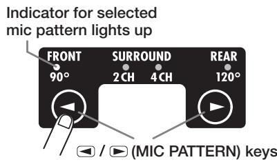 ZOOM H2 - Select the mic pattern. - 1