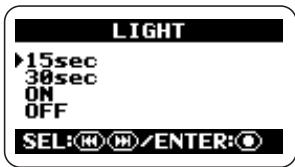 ZOOM H2 - Bring up the LIGHT screen. - 1