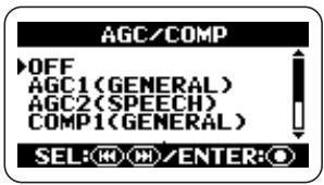 ZOOM H2 - Bring up the AGC/COMP screen. - 1