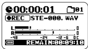 ZOOM H2 - Verify that the top screen is shown on the display. - 1