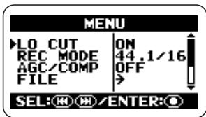 ZOOM H2 - Bring up the main menu screen. - 1