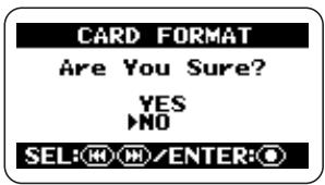 ZOOM H2 - Bring up the CARD FORMAT screen. - 1