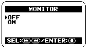 ZOOM H2 - Bring up the MONITOR screen. - 1
