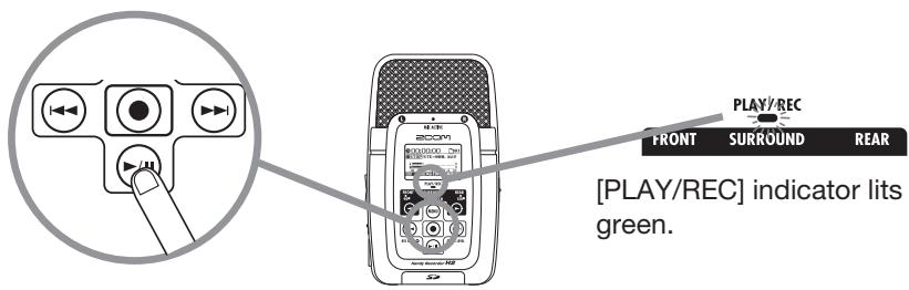 ZOOM H2 - Press (PLAY/PAUSE) key to play the recorded file - 1