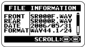 ZOOM H2 - Bring up the FILE INFORMATION screen. - 2