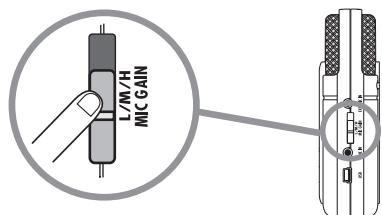 ZOOM H2 - Adjust sensitivity with [MIC GAIN] switch - 1