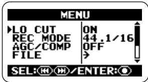 ZOOM H2 - Bring up the main menu screen. - 1