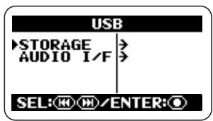 ZOOM H2 - Bring up the USB screen. - 1