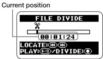 ZOOM H2 - Bring up the FILE DIVIDE screen. - 1