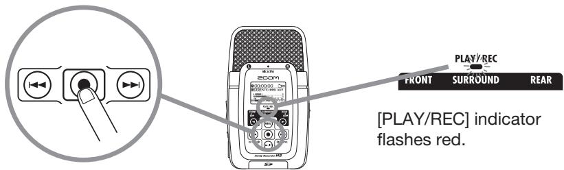ZOOM H2 - Press (REC) key to set H2 to recording mode - 1