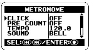 ZOOM H2 - Bring up the METRONOME screen. - 1
