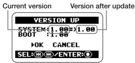 ZOOM H2 - Bring up the VERSION UP screen. - 1