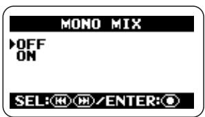 ZOOM H2 - Bring up the MONO MIX screen. - 1