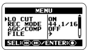 ZOOM H2 - Bring up the main menu screen. - 1