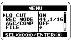 ZOOM H2 - Bring up the main menu screen. - 1