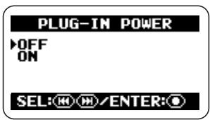 ZOOM H2 - Bring up the PLUG-IN POWER screen. - 1