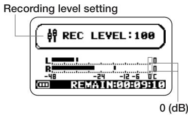 ZOOM H2 - Set the H2 to the recording standby condition and adjust the recording level. - 5