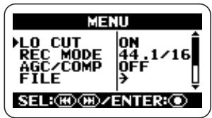 ZOOM H2 - Bring up the main menu screen. - 1