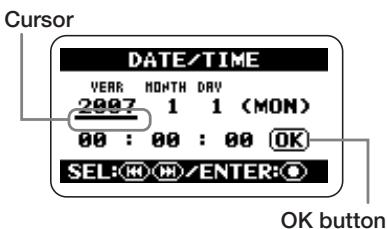 ZOOM H2 - Bring up the DATE/TIME screen. - 1